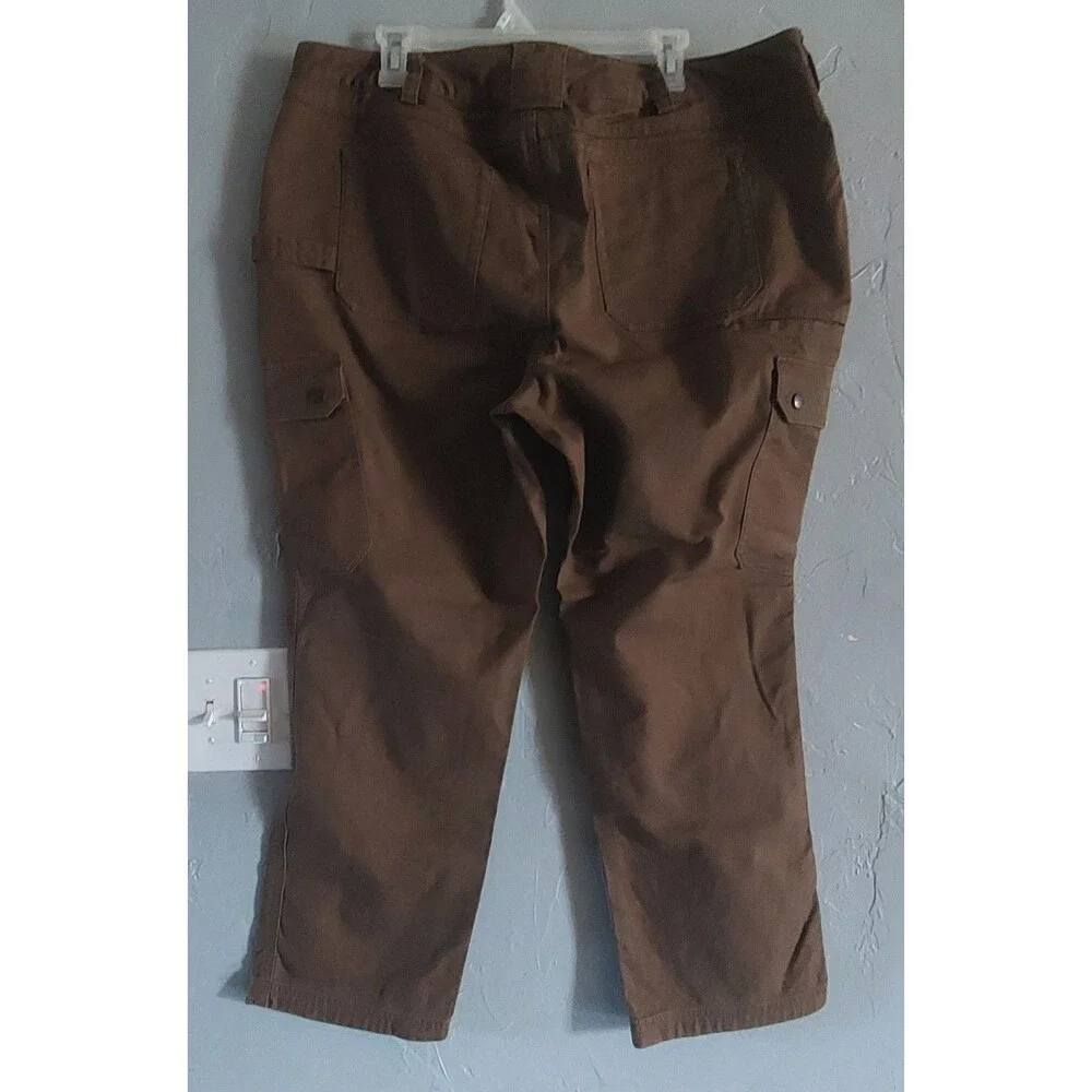 Duluth Trading Flex Fire Hose Slim Leg Cargo Pants Brown 18x29 Curvesetter Waist